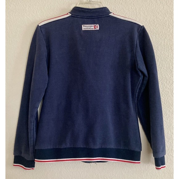 Triumph Motorcycles UK Full Zip Ladies SMALL Blue Fleece Logo Track Jacket - Picture 2 of 12